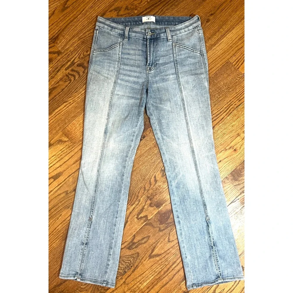 7 For All Mankind Seamed Flare Jeans Light Wash Split‎ Hem Size 31